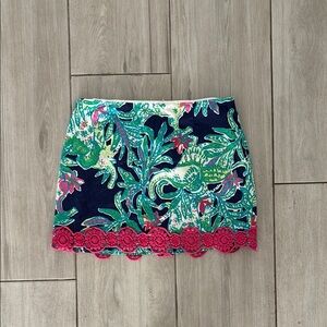 Lilly Pulitzer Floral Green and Pink Skirt
